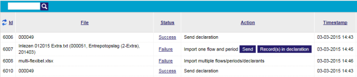 Import/sending status